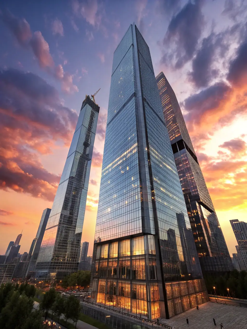 A visual representation of a small business expanding into a large corporation, showcasing growth and scalability.